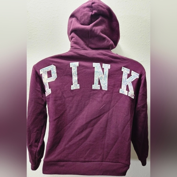 PINK Victoria's Secret Tops - NWT PINK VS Bling Iridescent Sequin Spellout Faux Fur Lined Hoodie